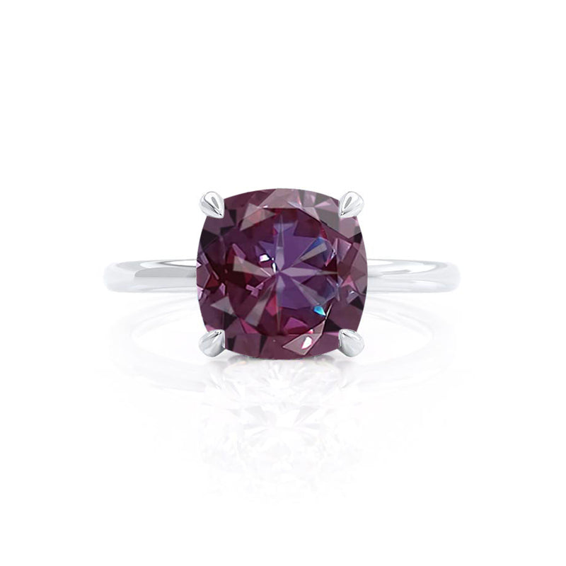 PARIS - Chatham® Cushion Alexandrite & Diamond 18k White Gold Petite Hidden Halo