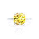 PARIS - Chatham® Cushion Yellow Sapphire & Diamond 950 Platinum Petite Hidden Halo
