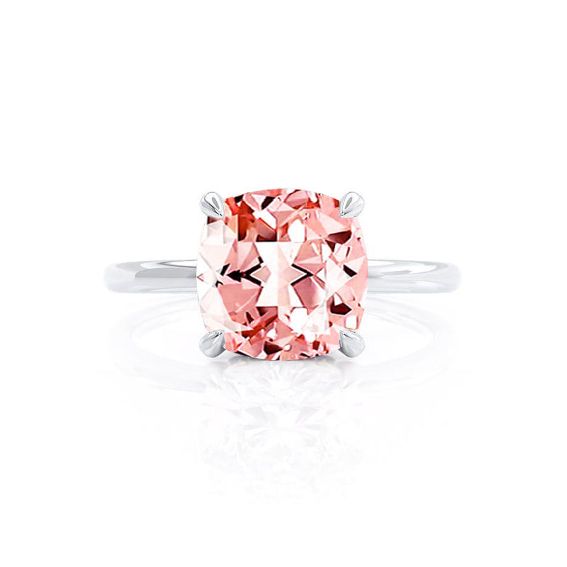 PARIS - Chatham® Cushion Champagne Sapphire & Diamond 950 Platinum Petite Hidden Halo