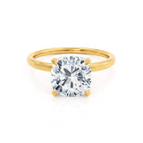 PARIS - Cushion Natural Diamond 18k Yellow Gold Hidden Halo Engagement Ring Lily Arkwright