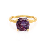 PARIS - Chatham® Cushion Alexandrite & Diamond 18k Yellow Gold Petite Hidden Halo