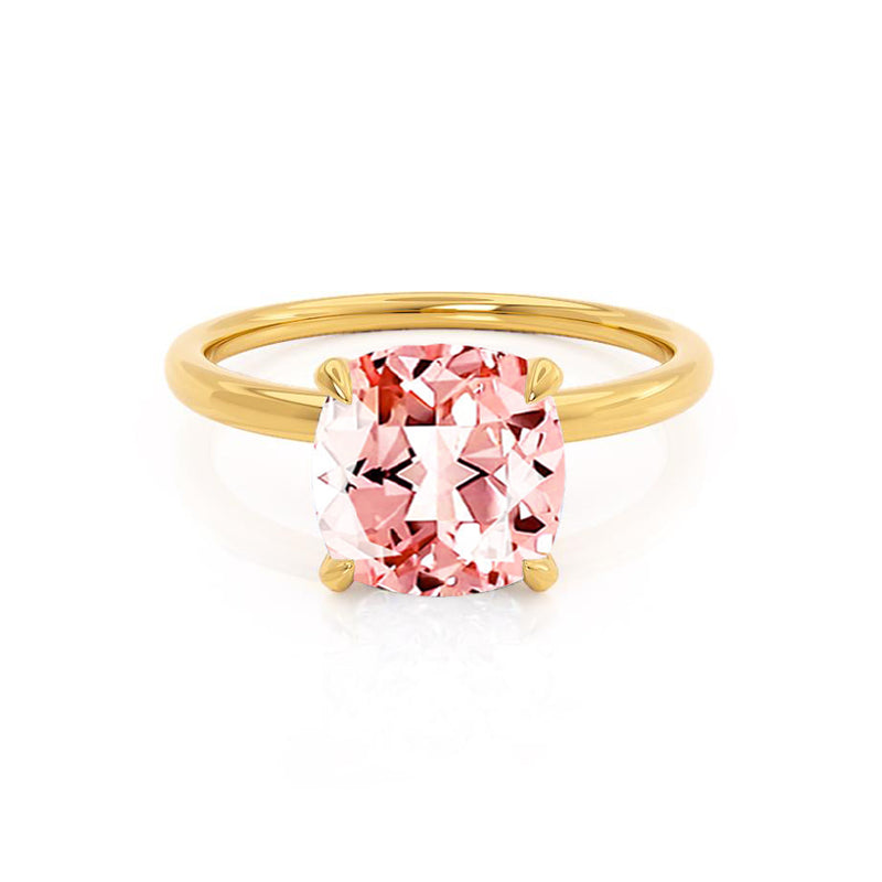 PARIS - Chatham® Cushion Champagne Sapphire & Diamond 18k Yellow Gold Petite Hidden Halo