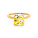 PARIS - Chatham® Cushion Yellow Sapphire & Diamond 18k Yellow Gold Petite Hidden Halo
