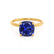 PARIS - Cushion Blue Sapphire & Diamond 18k Yellow Gold Petite Hidden Halo