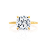 PARIS - Cushion Natural Diamond 18k Yellow Gold Hidden Halo Engagement Ring Lily Arkwright