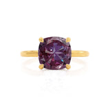 PARIS - Chatham® Cushion Alexandrite & Diamond 18k Yellow Gold Petite Hidden Halo
