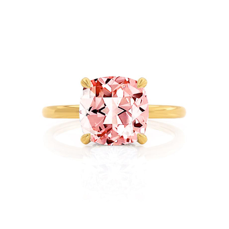 PARIS - Chatham® Cushion Champagne Sapphire & Diamond 18k Yellow Gold Petite Hidden Halo