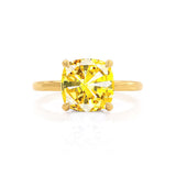 PARIS - Chatham® Cushion Yellow Sapphire & Diamond 18k Yellow Gold Petite Hidden Halo