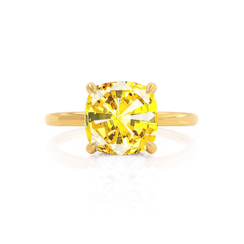 PARIS - Chatham® Cushion Yellow Sapphire & Diamond 18k Yellow Gold Petite Hidden Halo