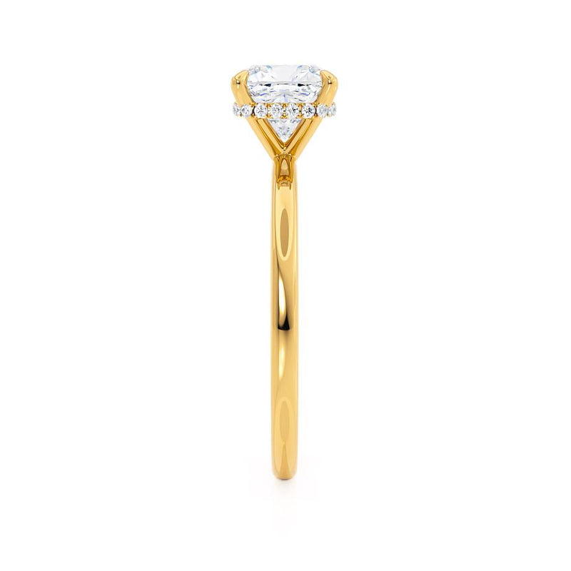 PARIS - Cushion Natural Diamond 18k Yellow Gold Hidden Halo Engagement Ring Lily Arkwright