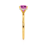 PARIS - Chatham® Cushion Pink Sapphire & Diamond 18k Yellow Gold Petite Hidden Halo