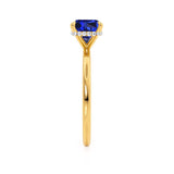 PARIS - Chatham® Cushion Blue Sapphire & Diamond 18k Yellow Gold Petite Hidden Halo