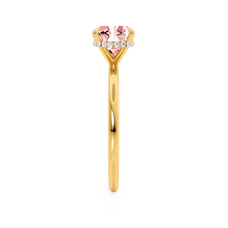 PARIS - Chatham® Cushion Champagne Sapphire & Diamond 18k Yellow Gold Petite Hidden Halo