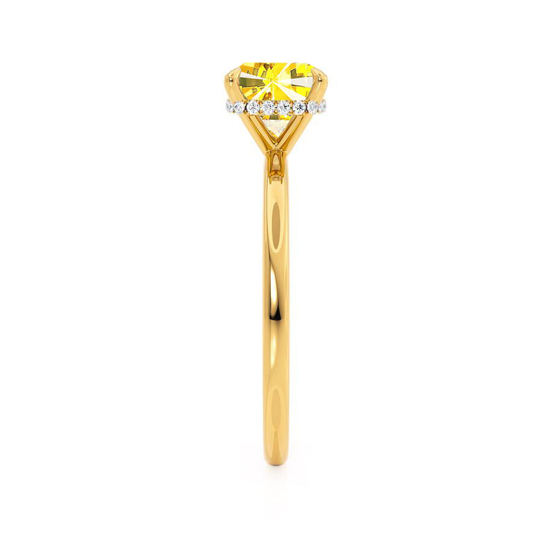 PARIS - Chatham® Cushion Yellow Sapphire & Diamond 18k Yellow Gold Petite Hidden Halo