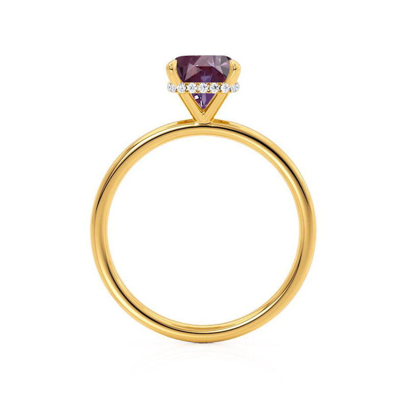 PARIS - Chatham® Cushion Alexandrite & Diamond 18k Yellow Gold Petite Hidden Halo