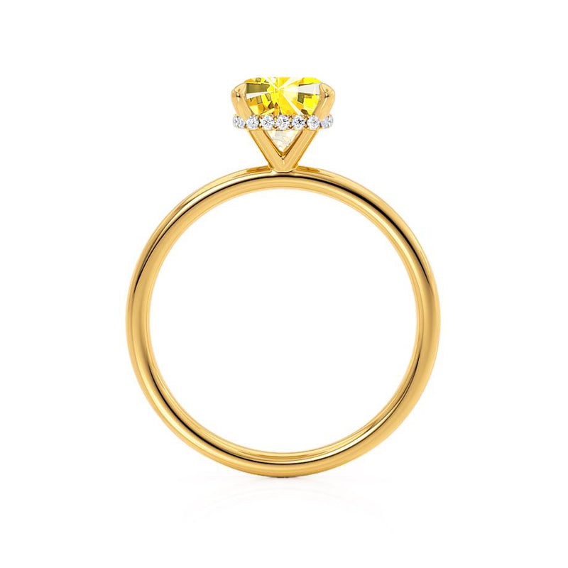 PARIS - Chatham® Cushion Yellow Sapphire & Diamond 18k Yellow Gold Petite Hidden Halo