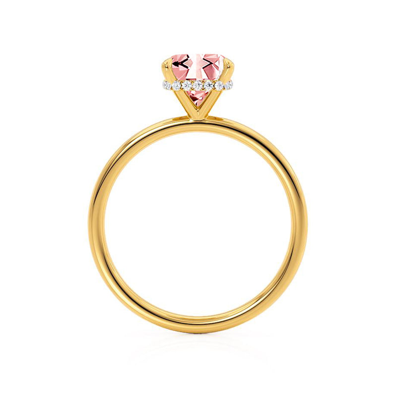 PARIS - Chatham® Cushion Champagne Sapphire & Diamond 18k Yellow Gold Petite Hidden Halo