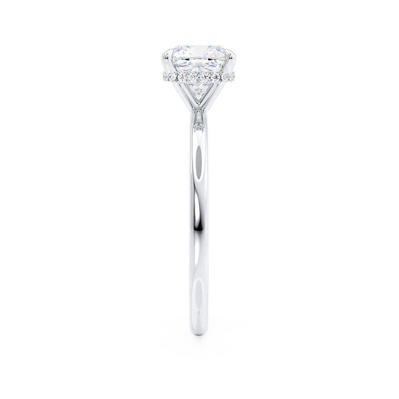 PARIS - Cushion Natural Diamond 18k White Gold Hidden Halo Engagement Ring Lily Arkwright