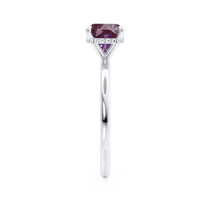 PARIS - Chatham® Cushion Alexandrite & Diamond 18k White Gold Petite Hidden Halo