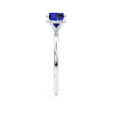 PARIS - Chatham® Cushion Blue Sapphire & Diamond 18k White Gold Petite Hidden Halo