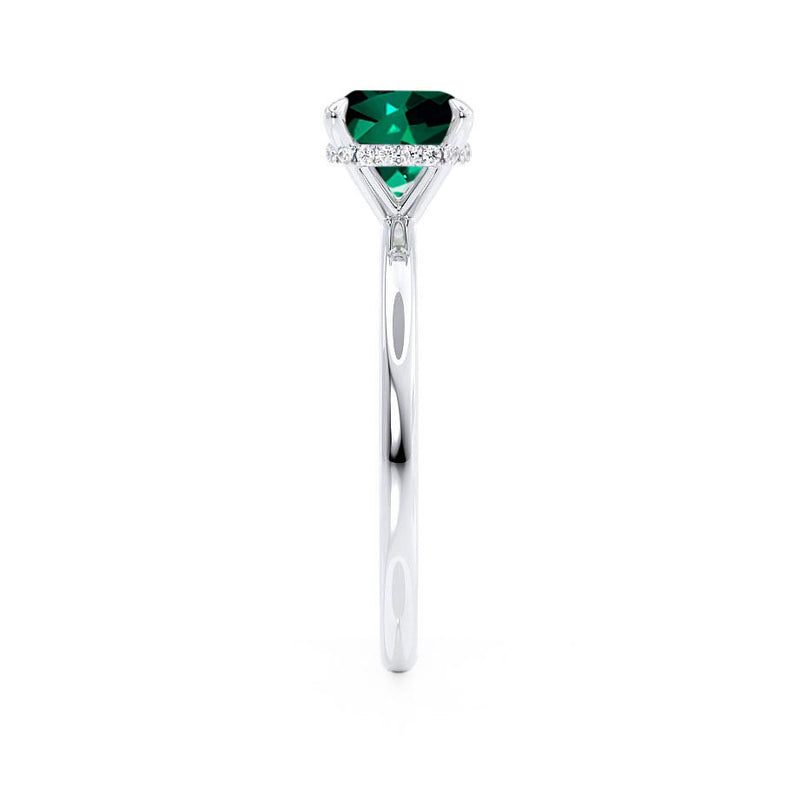 PARIS - Chatham® Cushion Emerald & Diamond 950 Platinum Petite Hidden Halo