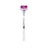 PARIS - Chatham® Cushion Pink Sapphire & Diamond 950 Platinum Petite Hidden Halo