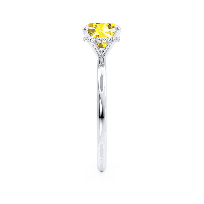 PARIS - Chatham® Cushion Yellow Sapphire & Diamond 950 Platinum Petite Hidden Halo