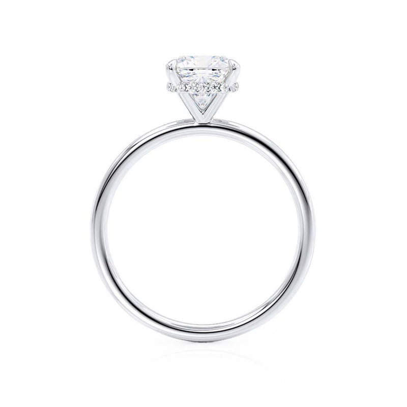 PARIS - Cushion Natural Diamond 18k White Gold Hidden Halo Engagement Ring Lily Arkwright