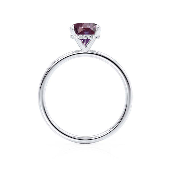 PARIS - Chatham® Cushion Alexandrite & Diamond 18k White Gold Petite Hidden Halo