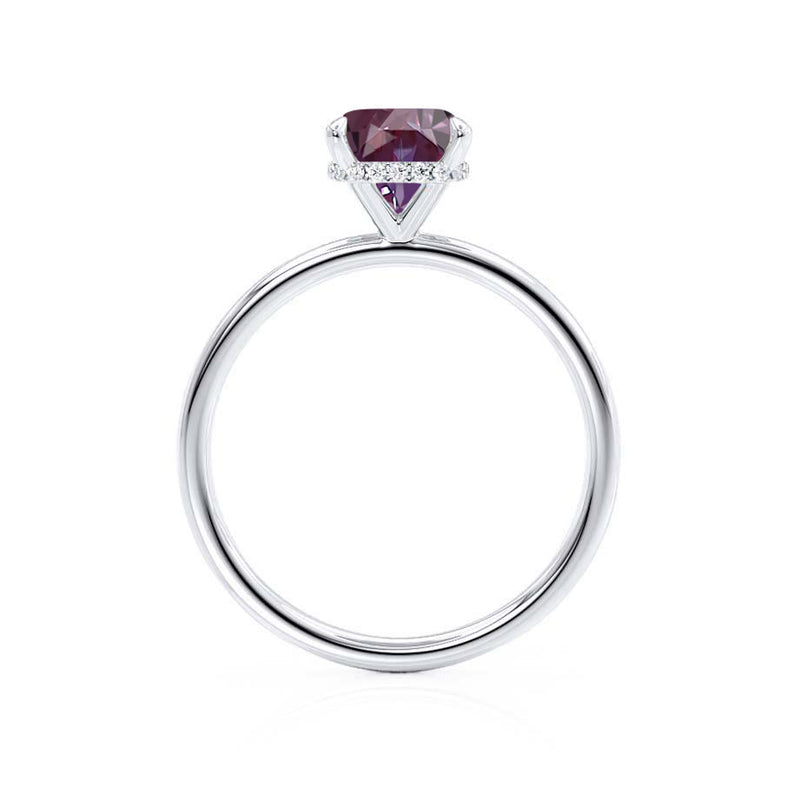 PARIS - Chatham® Cushion Alexandrite & Diamond 18k White Gold Petite Hidden Halo