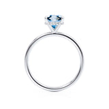 PARIS - Chatham® Cushion Aqua Spinel & Diamond 18k White Gold Petite Hidden Halo