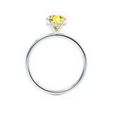 PARIS - Chatham® Cushion Yellow Sapphire & Diamond 950 Platinum Petite Hidden Halo