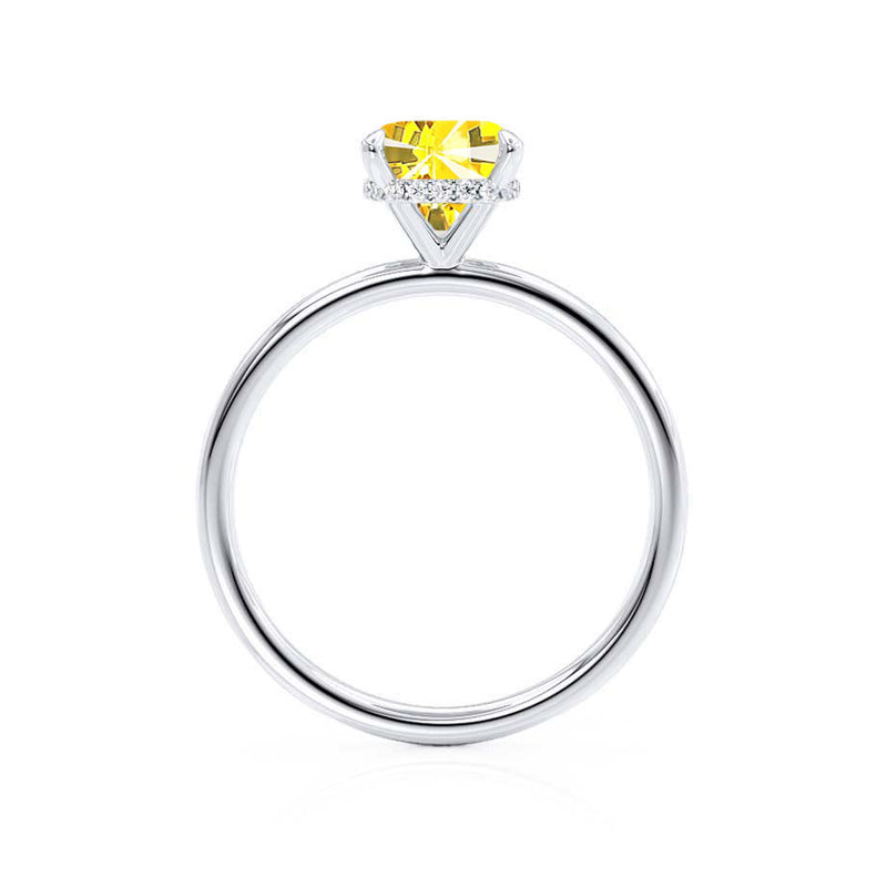 PARIS - Chatham® Cushion Yellow Sapphire & Diamond 950 Platinum Petite Hidden Halo