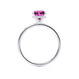 PARIS - Chatham® Cushion Pink Sapphire & Diamond 950 Platinum Petite Hidden Halo