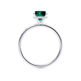 PARIS - Chatham® Cushion Emerald & Diamond 950 Platinum Petite Hidden Halo