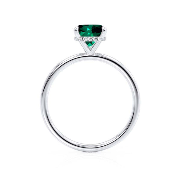 PARIS - Chatham® Cushion Emerald & Diamond 950 Platinum Petite Hidden Halo