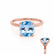 PARIS - Cushion Aqua Spinel & Diamond 18k Rose Gold Petite Hidden Halo