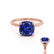 PARIS - Cushion Blue Sapphire & Diamond 18k Rose Gold Petite Hidden Halo