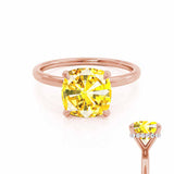 PARIS - Chatham® Cushion Yellow Sapphire & Diamond 18k Rose Gold Petite Hidden Halo