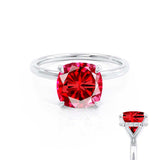 PARIS - Chatham® Cushion Ruby & Diamond 18k White Gold Petite Hidden Halo