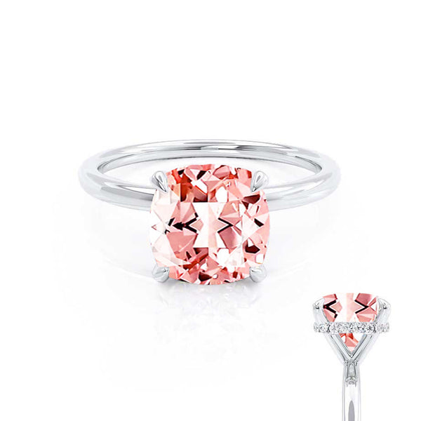 PARIS - Chatham® Cushion Champagne Sapphire & Diamond 950 Platinum Petite Hidden Halo