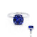 PARIS - Cushion Blue Sapphire & Diamond 950 Platinum Petite Hidden Halo