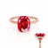 PARIS - Elongated Cushion Ruby & Diamond 18k Rose Gold Petite Hidden Halo