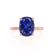 PARIS - Elongated Cushion Blue Sapphire & Diamond 18k Rose Gold Petite Hidden Halo