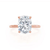 PARIS - Elongated Cushion Natural Diamond 18k Rose Gold Hidden Halo Engagement Ring Lily Arkwright