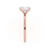 PARIS - Elongated Cushion Natural Diamond 18k Rose Gold Hidden Halo Engagement Ring Lily Arkwright