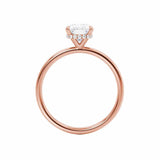 PARIS - Elongated Cushion Natural Diamond 18k Rose Gold Hidden Halo Engagement Ring Lily Arkwright