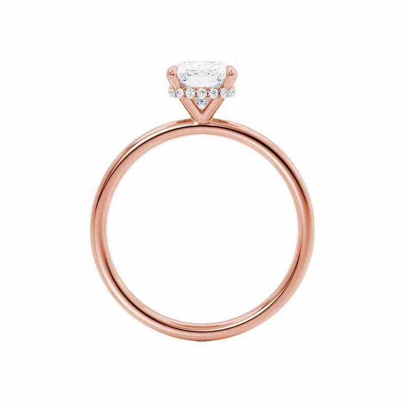 PARIS - Elongated Cushion Natural Diamond 18k Rose Gold Hidden Halo Engagement Ring Lily Arkwright