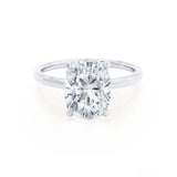 PARIS - Elongated Cushion Natural Diamond Platinum Hidden Halo Engagement Ring Lily Arkwright