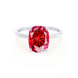 PARIS - Chatham® Elongated Cushion Ruby & Diamond 950 Platinum Petite Hidden Halo